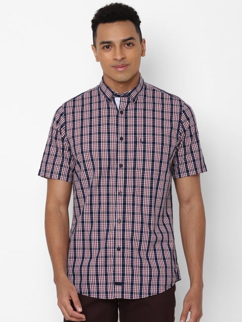 

Allen Solly Men Maroon & Navy Blue Slim Fit Checked Casual Shirt