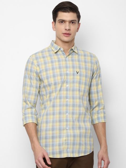 

Allen Solly Men Yellow Checked Slim Fit Casual Pure Cotton Shirt