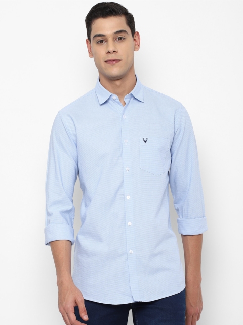 

Allen Solly Men Blue Self Design Slim Fit Pure Cotton Casual Shirt