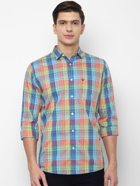 

Allen Solly Men Blue Slim Fit Checked Cotton Casual Shirt