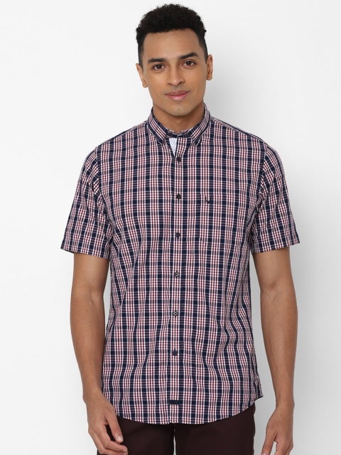 

Allen Solly Men Maroon Slim Fit Checked Cotton Casual Shirt