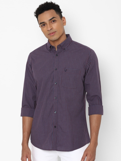 

Allen Solly Men Maroon Slim Fit Grid Tattersall Checks Checked Cotton Casual Shirt