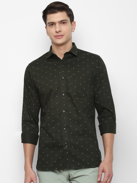 

Allen Solly Men Olive Green Slim Fit Printed Cotton Casual Shirt