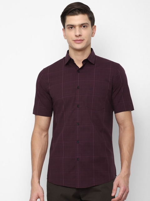 

Allen Solly Men Maroon Slim Fit Windowpane Checks Checked Casual Shirt