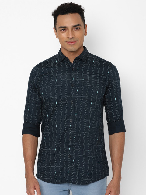 

Allen Solly Sport Men Green Printed Pure Cotton Regular Fit Casual Shirt