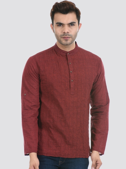 

Ethnicity Men Maroon Flared Sleeves Thread Work Kurta