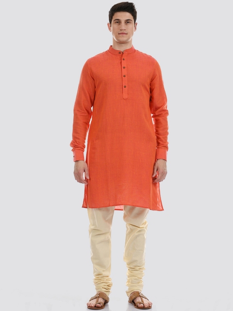 

Ethnicity Men Orange Solid Kurta