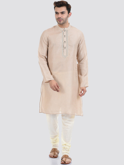 

Ethnicity Men Beige Thread Work Kurta