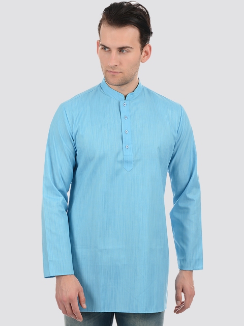 

Ethnicity Men Blue Solid Straight Cotton Kurta