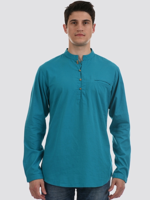 

Ethnicity Men Blue Solid Straight Cotton Kurta