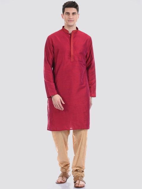 

Ethnicity Men Magenta Solid Straight Cotton Kurta