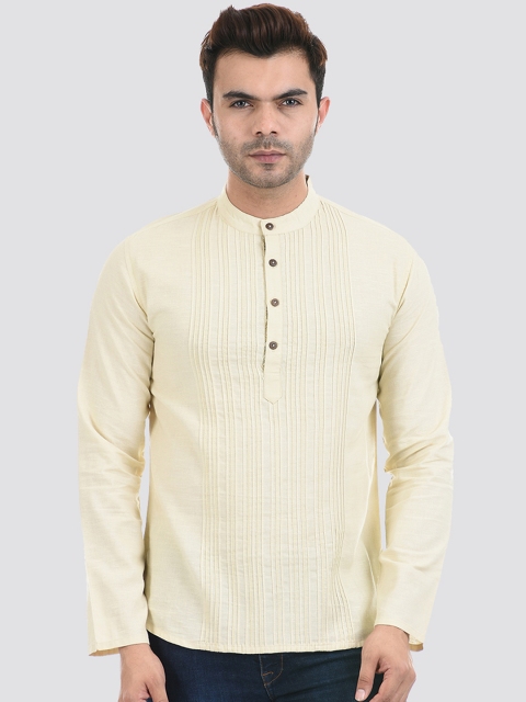 

Ethnicity Men Beige Pleated Kurta