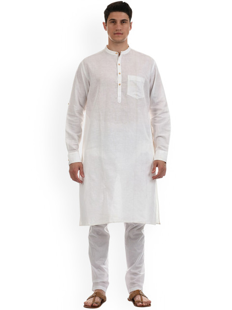 

Ethnicity Men Solid White Casual Kurta