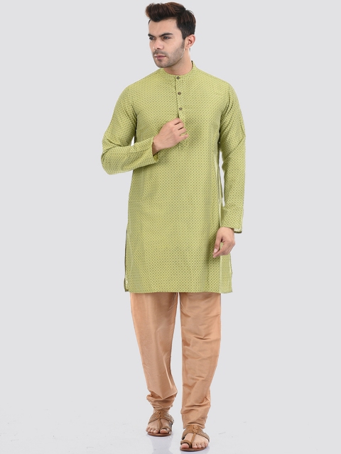 

Ethnicity Men Green Printed Casual Kurta