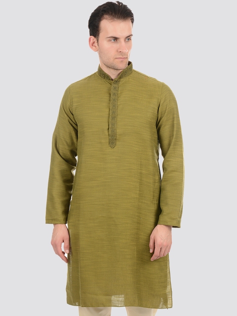 

Ethnicity Men Green Cotton Casual Kurta