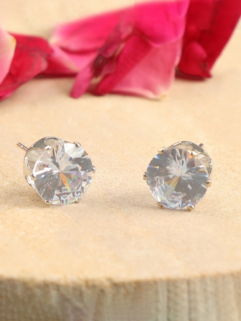 

ZINU Silver-Toned Contemporary Studs Earrings