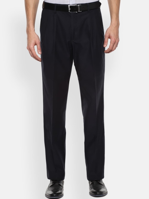 

Louis Philippe Men Black Pleated Regular Fit Formal Trousers