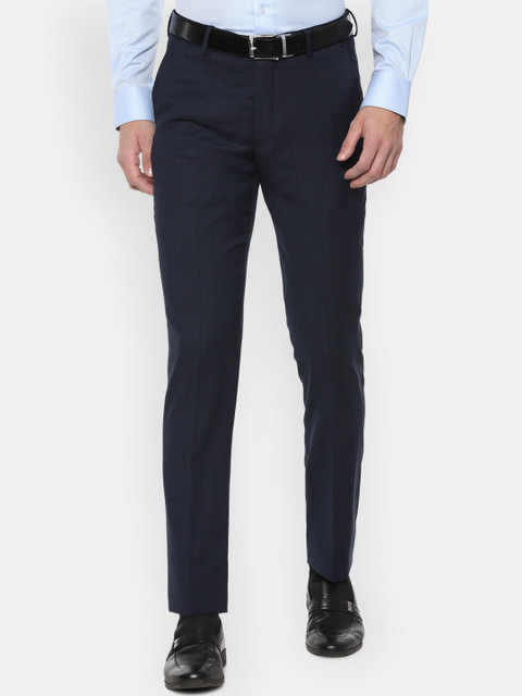 

Louis Philippe Gods & Kings Men Navy Blue Slim Fit Trousers