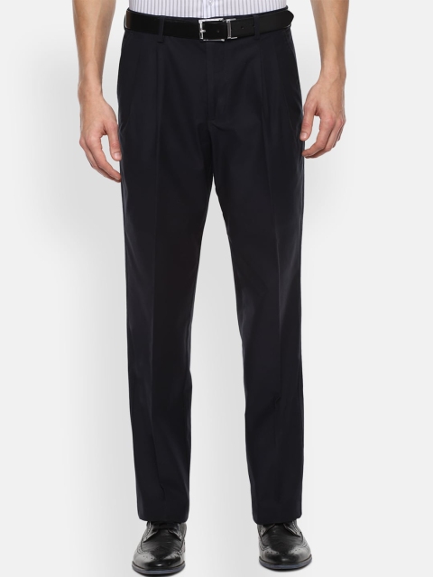 

Louis Philippe Men Black Pleated Regular Fit Formal Trousers