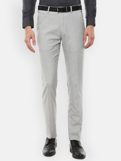 

Louis Philippe Men Grey Textured Slim Fit Formal Trousers