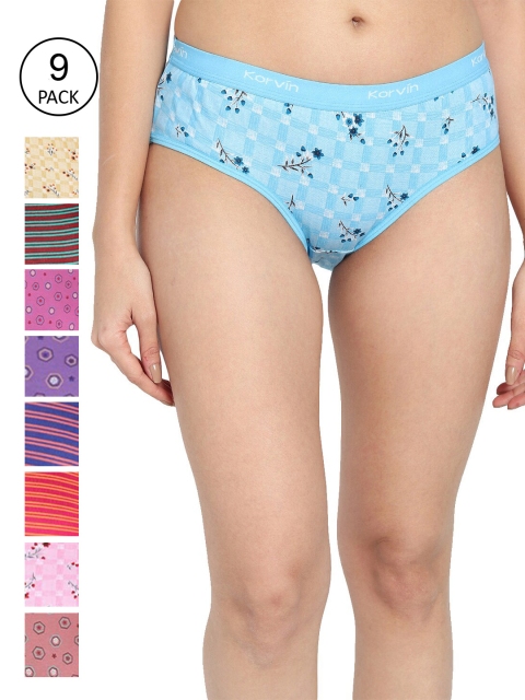 

Fleurt Pack Of 9 Women Assorted Cotton Briefs