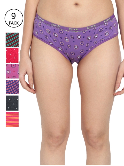 

Fleurt Women Pack Of 9 Assorted Cotton Briefs Fleurt-PT9-01S/M