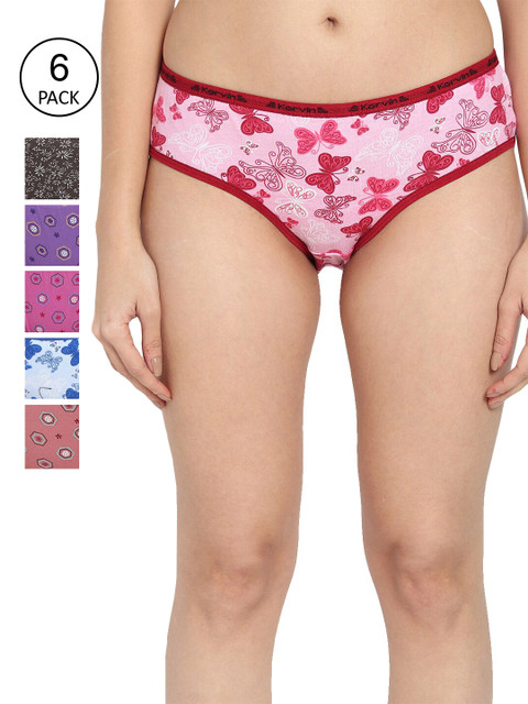 

Fleurt Women Pack Of 9 Assorted Pure Cotton Hipster Briefs