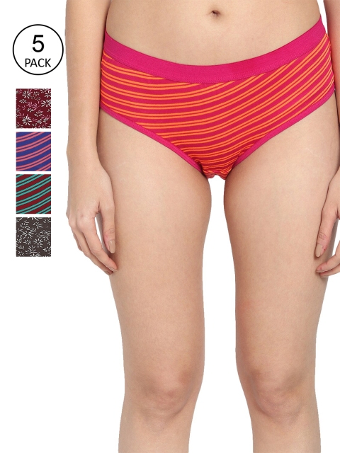 

Fleurt Women Pack Of 9 Assorted Pure Cotton Hipster Briefs