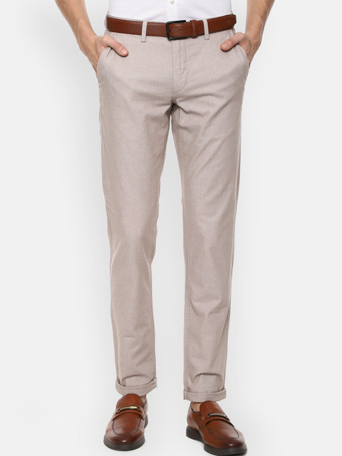 

Louis Philippe Sport Men Beige Textured Slim Fit Trousers