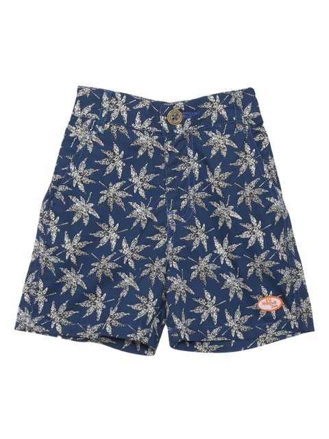 

612 league Boys Navy Blue Floral Printed Regular Fit Shorts