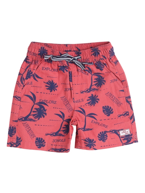 

612 league Boys Red Cotton Printed Shorts