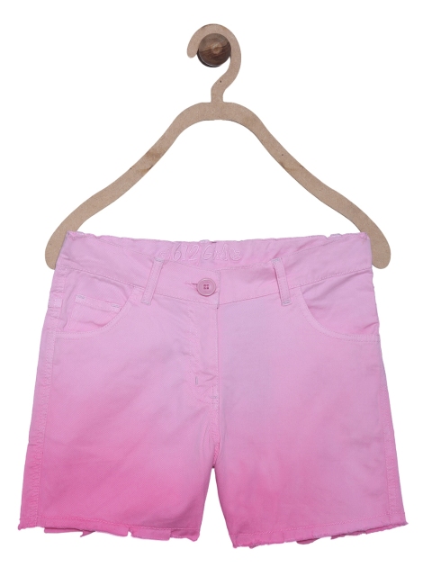 

612 league Girls Pink Ombre Cotton Regular Fit Shorts