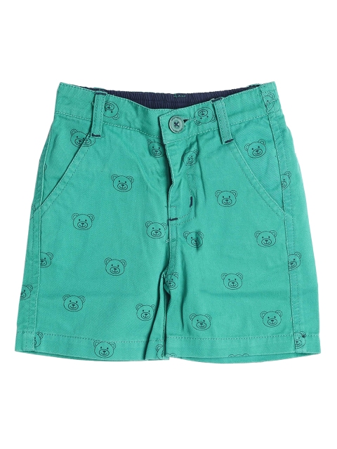 

612 league Boys Green Conversational Printed Regular Fit Cotton Shorts