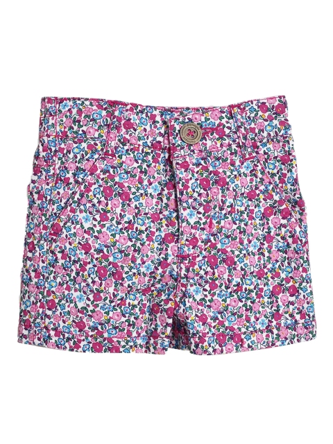 

612 league Girls Pink Floral Printed Cotton Shorts