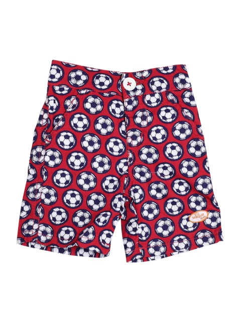 

612 league Boys Red Football Printed Cotton Shorts