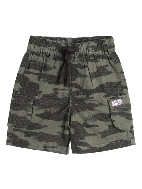 

612 league Boys Olive Green Camouflage Printed Cargo Shorts