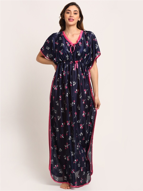 

Sidwa Women Blue Printed Kaftan Maxi Nightdress