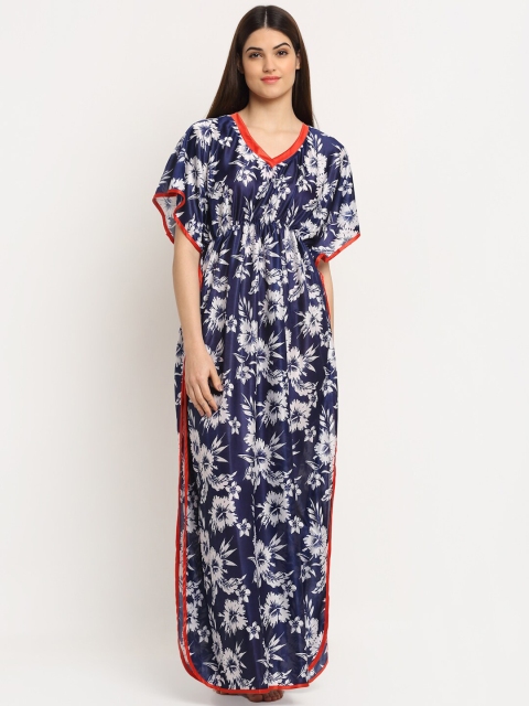 

Sidwa Women Blue & White Floral Printed Kaftan Nightdress