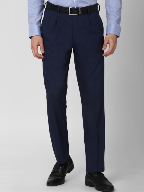 

Van Heusen Men Navy Blue Pleated Formal Trousers