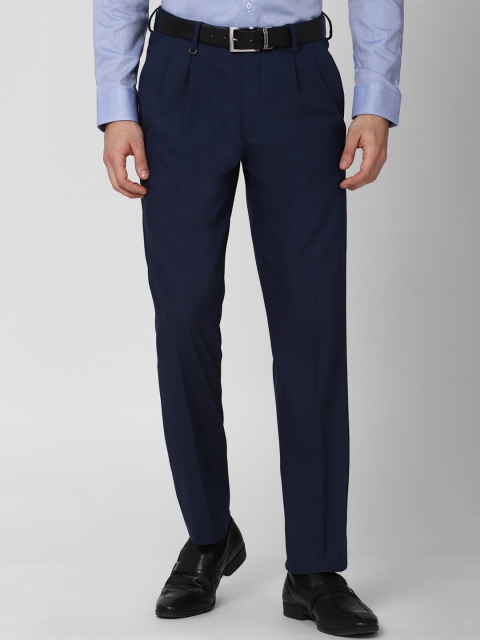 

Van Heusen Men Navy Blue Pleated Trousers