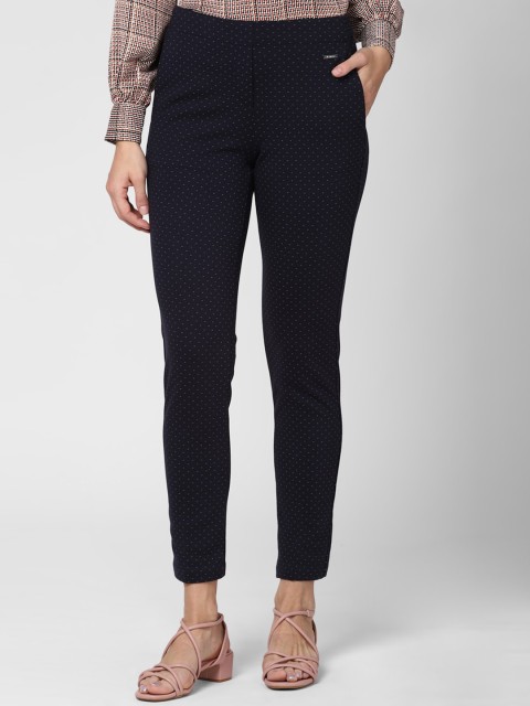 

Van Heusen Woman Women Navy Blue Printed Trousers