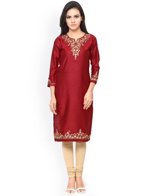 

Satrani Women Maroon Straight Kurta