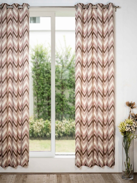 

SHIVANAA HOMES Brown & Beige Geometric Room Darkening Long Door Curtain