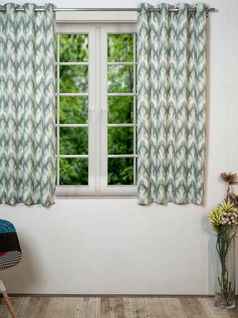 

SHIVANAA HOMES Green & Cream Abstract Printed Room Darkening Single Window Curtain