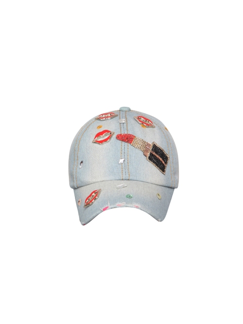 

FabSeasons Women Blue Embellished & Washed Denim Cap