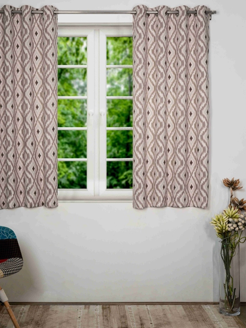 

SHIVANAA HOMES Brown & Beige Printed Room Darkening Window Curtain