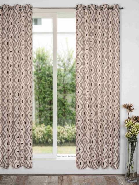 

SHIVANAA HOMES Brown Printed Room Darkening Door Curtain