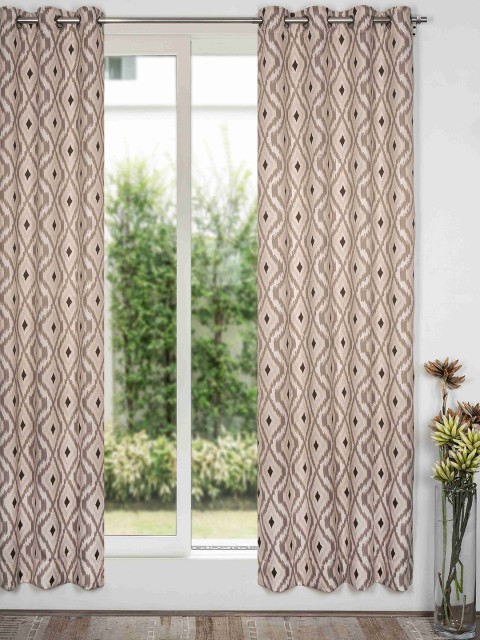 

SHIVANAA HOMES Brown Abstract Room Darkening Long Door Curtain