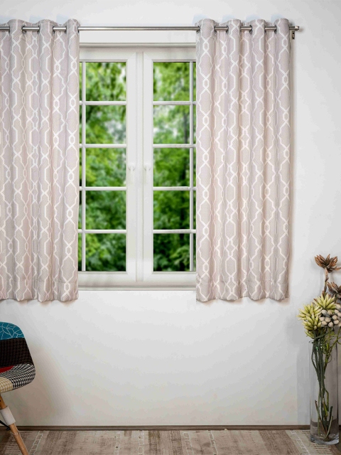 

SHIVANAA HOMES Grey & Cream Geometric Printed Room Darkening Window Curtain
