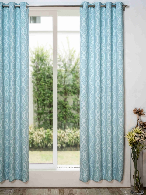 

SHIVANAA HOMES Blue Set Of 1 Room Darkening Door Curtain